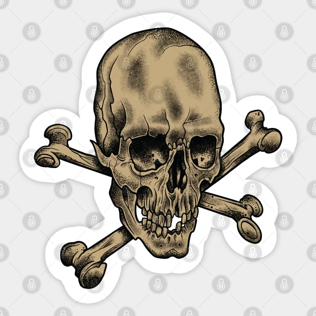 Skull and Crossbones Ochre Sticker by Seven Relics
